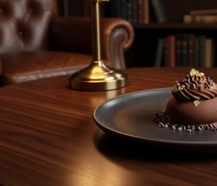 Dessert gourmand au chocolat servi dans l'ambiance feutrée de Savorellee